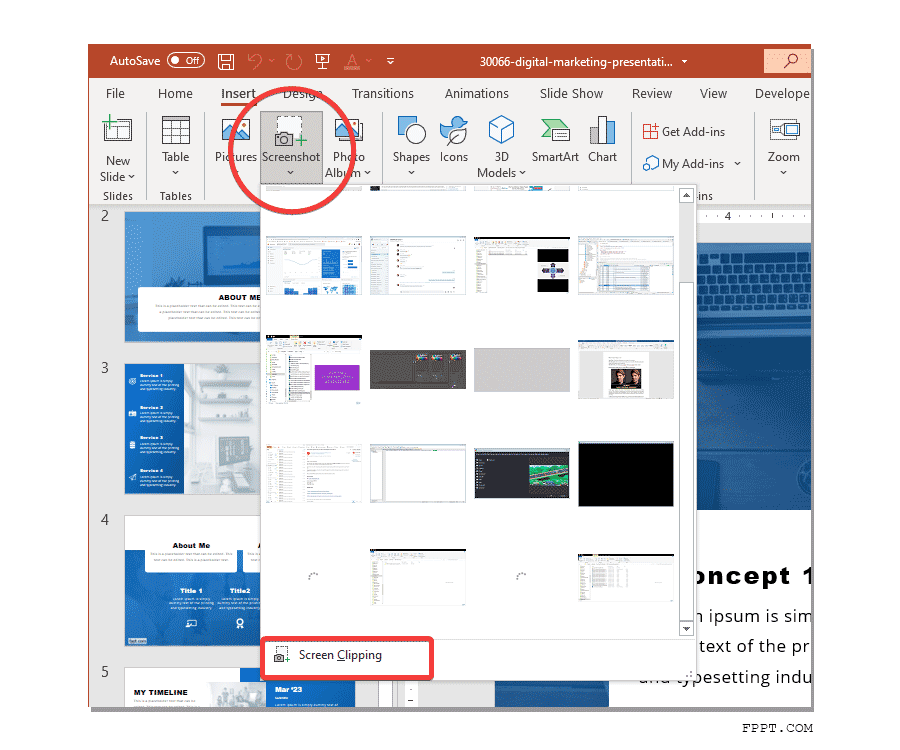 take a screenshot in powerpoint for mac
